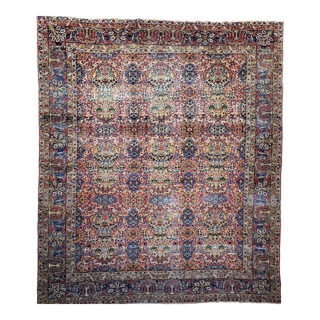Vintage Oversized Persian Kerman Lavar Rug, Hand-Knotted Wool, Tree of Life Pattern, Red & Blue, 11x15 For Sale