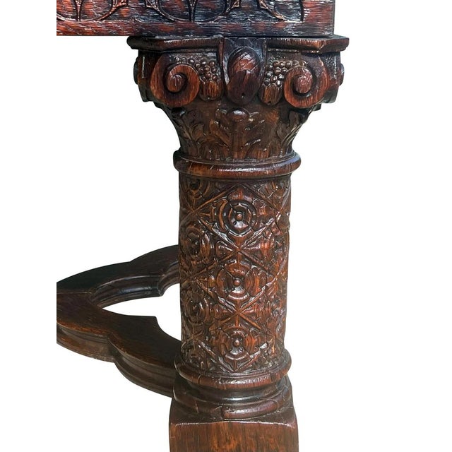 Gothic Revival Oak Draw Leaf Dining Table For Sale - Image 4 of 16