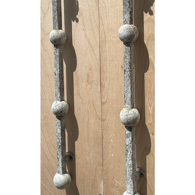 Light Gray Vintage Metal Ball Finial Wall Sconces - A Pair For Sale - Image 8 of 12