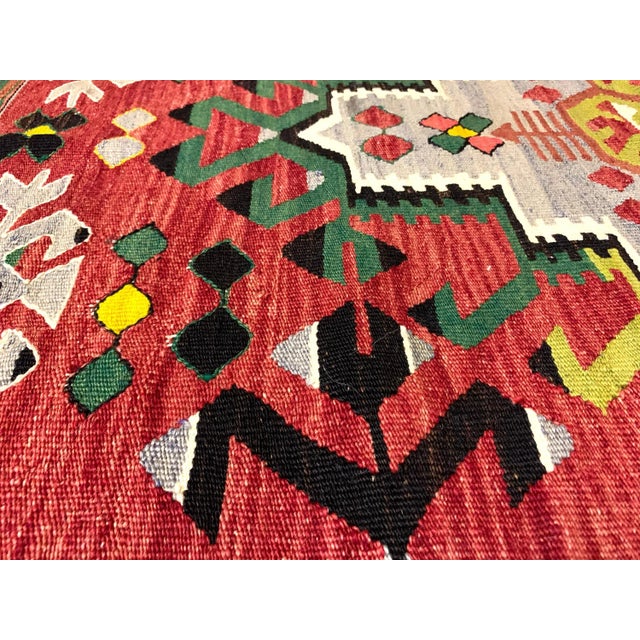 Vintage Turkish Traditional Wool Kilim Rug For Sale - Image 10 of 11