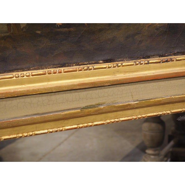 Antique French Gray Painted and Giltwood Louis XVI Style Trumeau Mirror, C. 1880 For Sale - Image 4 of 18