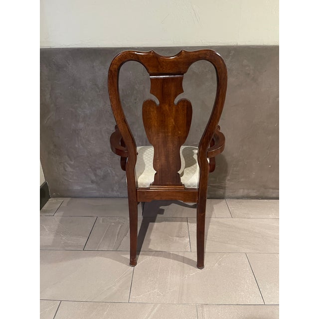 Cream Late 20th Century Vintage Universal Furniture Ltd. Mahogany Queen Anne Armchair | Chippendale Inspired Accent Chair For Sale - Image 8 of 12