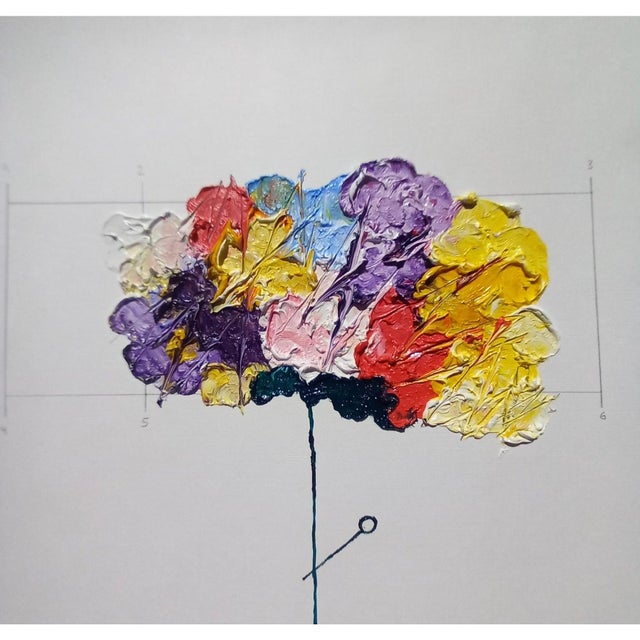 Contemporary 18.1" X 22.8" Shadow Box Framed Organic Modern Original Flower Painting by Diane Grant For Sale - Image 3 of 7