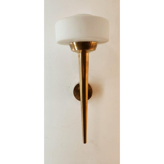 Space Age Wall Light in Brass and Glass For Sale - Image 12 of 14