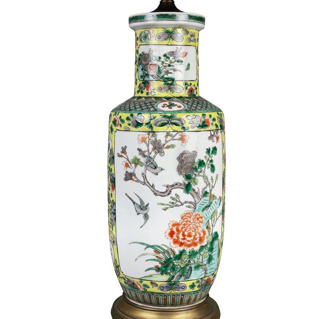 Chinese Famille Verte Rouleau Form Table Lamp For Sale - Image 9 of 11