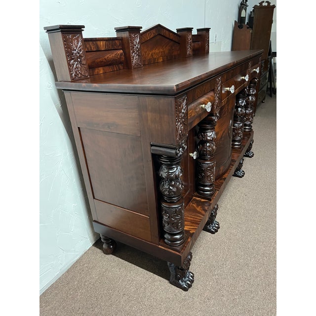 Red 1830s Antique American Empire Mahogany Sideboard Buffet For Sale - Image 8 of 12
