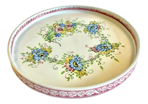 Vintage Hand Painted Ceramic Serving Tray From Portugal