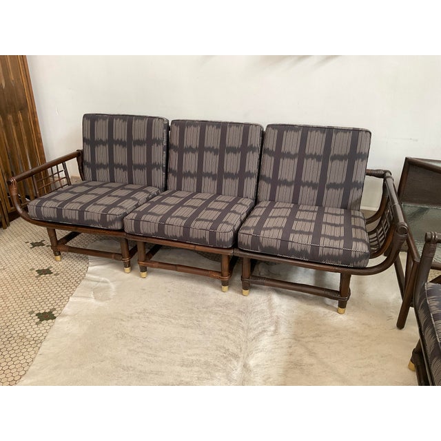 Black Vintage Rattan Lanai Sofa Attr. To John Eisner for Ficks Reed, Circa 1970 For Sale - Image 8 of 15