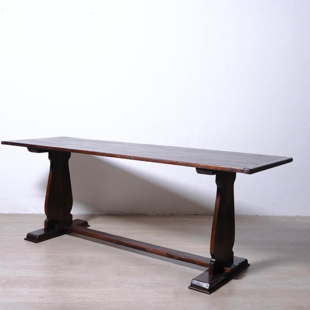 Antique wooden refectory table, early 1900s Italy. Dimensions: Length 213 cm Depth 67.5 cm Maximum height 78 cm