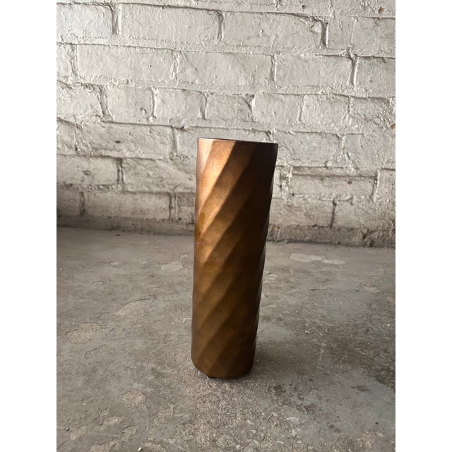 Mid 20th Century Mid-Century Modern Cylindrical Bronze Vase For Sale - Image 5 of 6