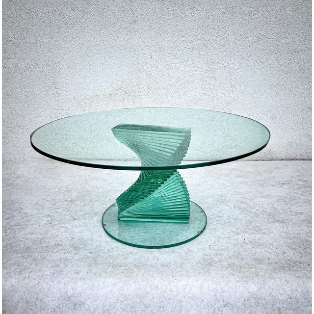 1980s Helix Spiral Sculptural Glass Coffee Table in the style of Danny Lane, 1980s For Sale - Image 5 of 11