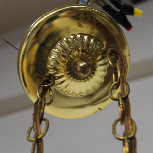 1960s Double Swag Lamps With Large Pineapple Glass Shades For Sale In Fayetteville, AR - Image 6 of 10