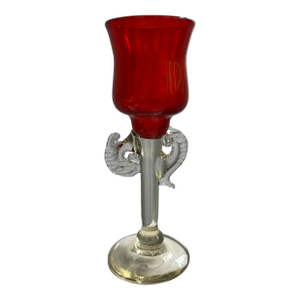 Signed 1976 Murano Ruby Candleholder by Robert Levin