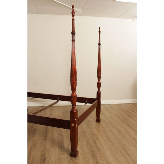Late 20th Century Councill Craftsmen Traditional Mahogany Queen Poster Bed For Sale - Image 5 of 12