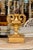 An Exquisite Italian Gilded and Painted Wooden Volute Fire Urn (Pot à Feu) Fragment on Base. 20th Century. The gorgeous...