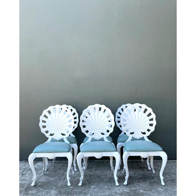 Vintage Cast Aluminum Shell Back Grotto Chairs - Set of 6 For Sale - Image 4 of 11
