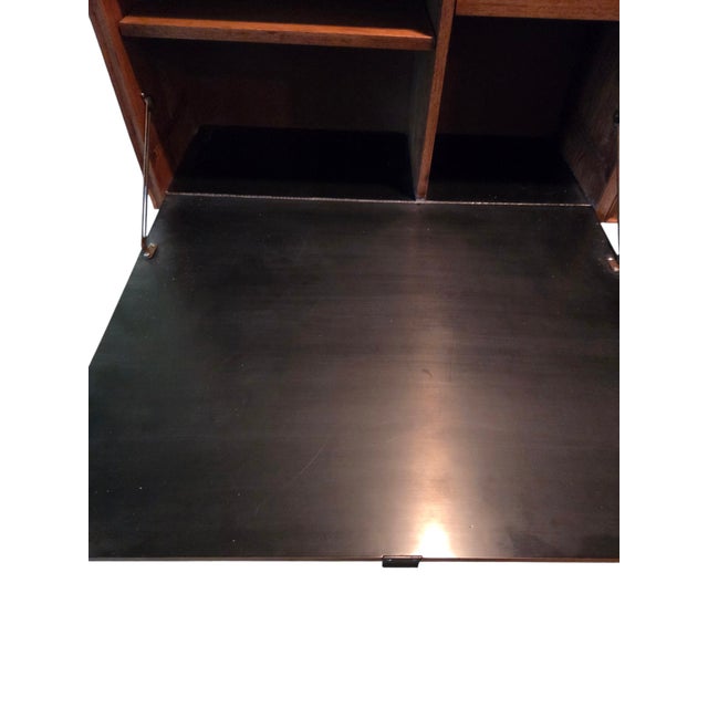 Vintage Mid Century Modern Danish Floating Bar Cabinet Drop Front Desk Wall Unit For Sale - Image 14 of 18
