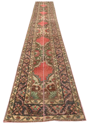 Turkish Distressed Narrow Runner Rug in Wool