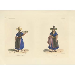 Peruvian Women of Lima, Cheese Seller and Regional Costume, 1841, Lithograph For Sale