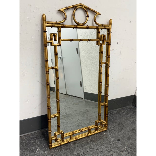 Traditional Regency Style Giltwood Faux Bamboo Wall Mirror For Sale - Image 3 of 12