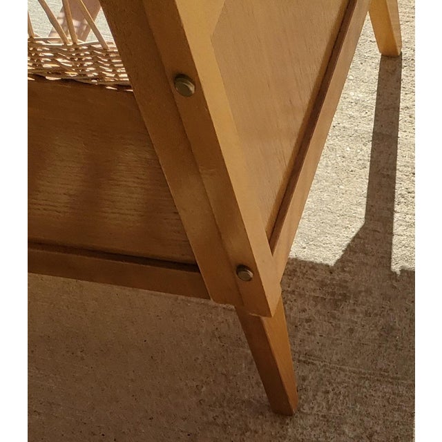 Wood Vintage Children's Bed in Wood with Rattan Trim, 1960s For Sale - Image 7 of 8