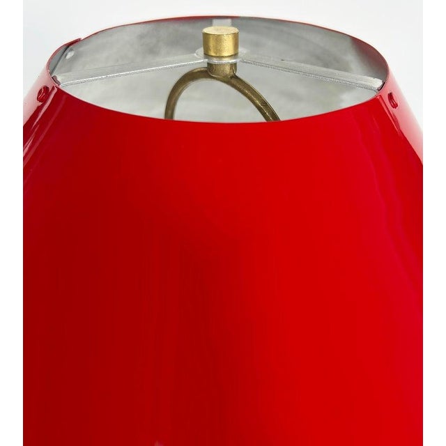 Red Abstract Sculpted Stainless Steel Table Lamp, Metal Shade by Norton For Sale - Image 8 of 12