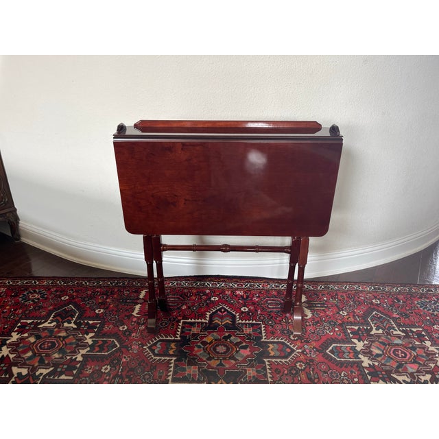Vintage Bombay Company Mahogany Wood Butler’s Table, Folding Table/Desk For Sale - Image 4 of 12