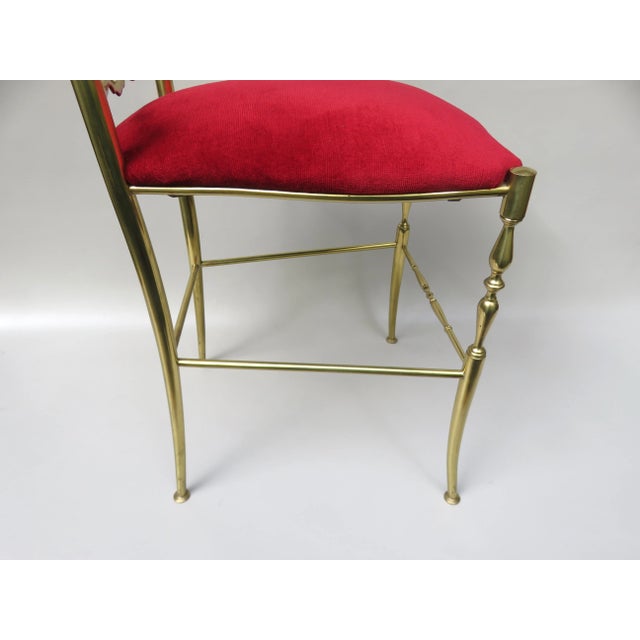 Brass and Red Velvet Chiavari Chair, Italy, 1960s For Sale - Image 15 of 18