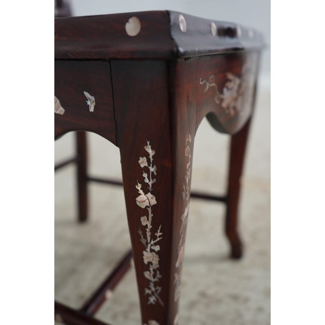 Pair of Vietnamese Mother of Pearl Inlaid Occasional Side Chairs For Sale - Image 14 of 18