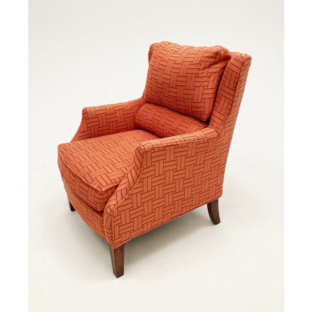 Wood Classic Salmon Upholstered Chairs by Sam Moore- a Pair For Sale - Image 7 of 12