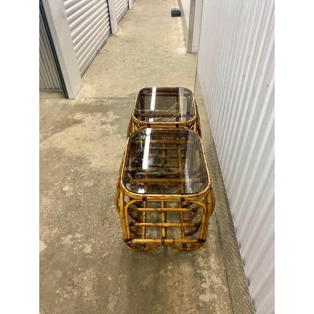 70s Rattan End Tables a Pair. For Sale - Image 9 of 12