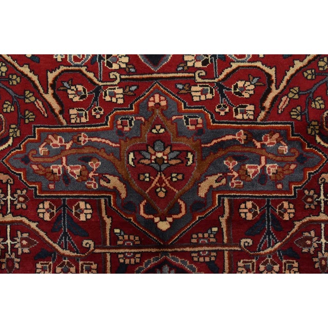 Mahvelat Rug 10′ X 13’2” Red Wool Vintage Traditional Hand-Knotted Carpet For Sale - Image 10 of 15