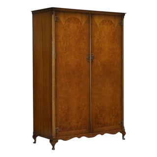English Art Deco Style Walnut Double Door Wardrobe from Dillon For Sale