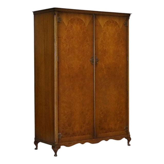 English Art Deco Style Walnut Double Door Wardrobe from Dillon For Sale