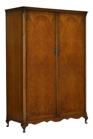 English Art Deco Style Walnut Double Door Wardrobe from Dillon