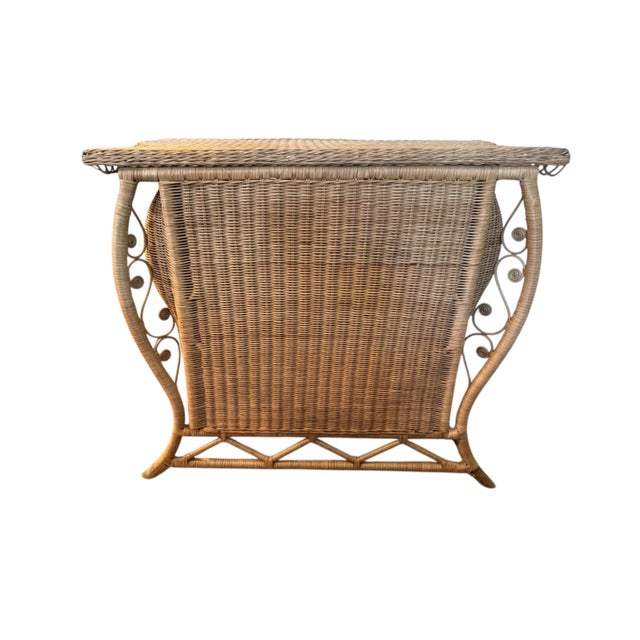 Tan Parisian-Chic Madeleine Castaing-Style Wicker and Rattan Chest For Sale - Image 8 of 15