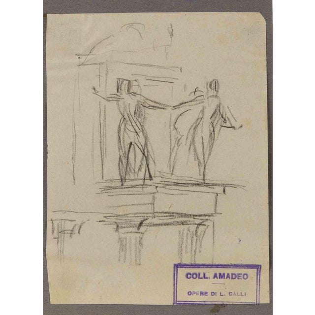 Architectural Elements and Figures is an original artwork realized by Luigi Galli in the late 19th Century. Pencil drawing...