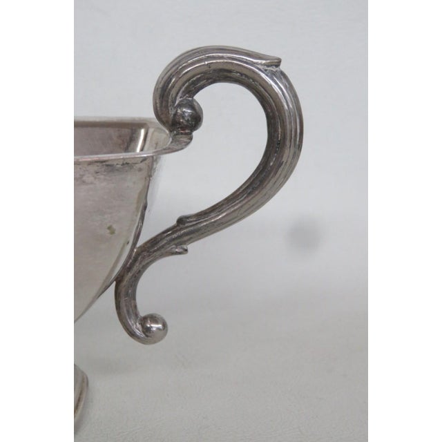 Mid 20th Century Metal Gravy Boat Silver Plated Sauce Serving Dish With Scrollwork Handle For Sale - Image 10 of 15