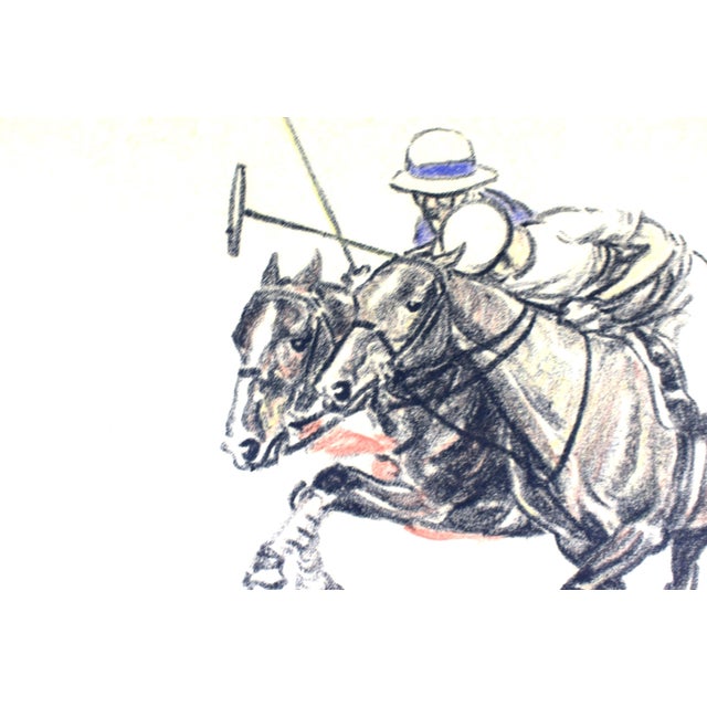 1920s Paul Brown 'Webb Takes Care of Atkinson' C1929 Conte Crayon Polo Drawing For Sale - Image 5 of 6