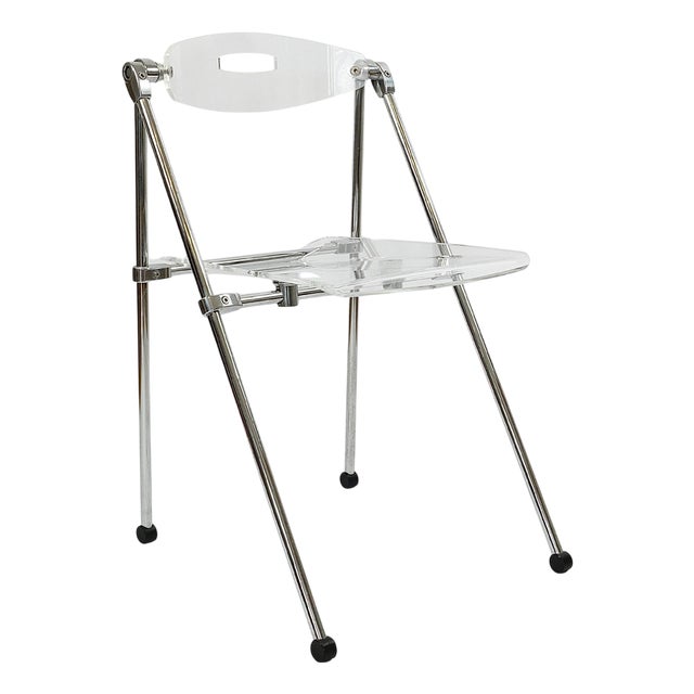 Postmdern Acrylic & Chrome Folding Chair in the style of Piretti Castelli, Italy, 1980s For Sale
