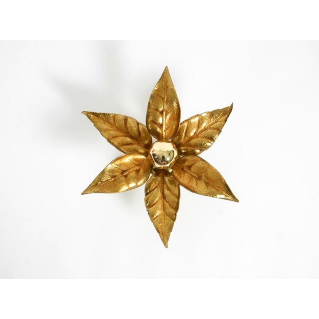Hollywood Regency Vintage Florentine-Style Brass Ceiling Lamp by Willy Daro for Massive, Belgium, 1970s For Sale - Image 3 of 18