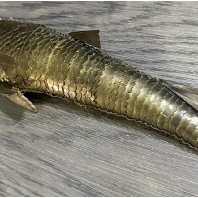 Large Antique Judaica Brass Articulated Fish Besamim Spice Box For Sale - Image 9 of 12