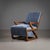 Two lounge chairs with gray velvet upholstery and geometric frame made of solid walnut. Armchairs newly upholstered and...