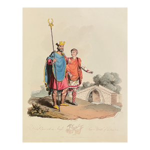 English King Edgar With Youth Hand Colored Engraving