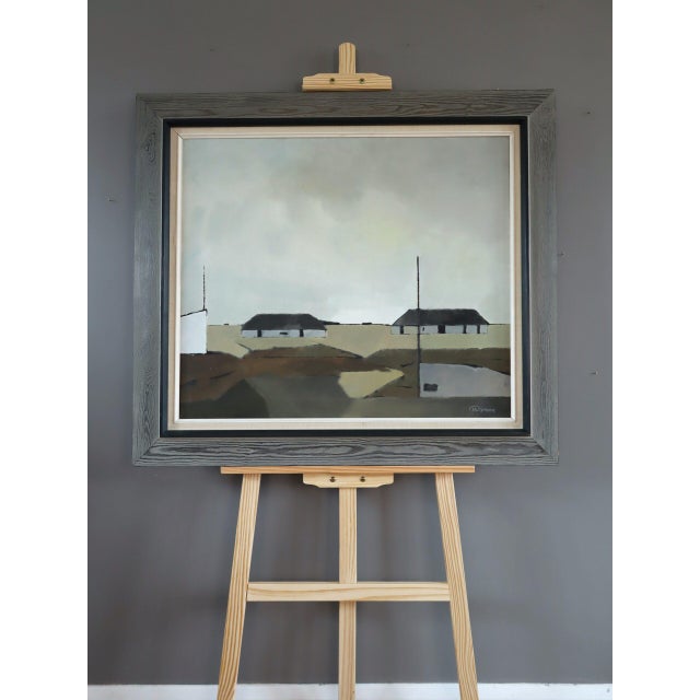 Mid-Century Modern Mid-Century Modern 'Where the Sky Rests' Swedish Abstract Landscape Oil Painting, Framed For Sale - Image 3 of 12