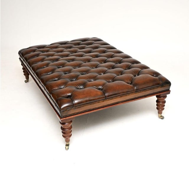 Large Antique Victorian Leather Coffee Table For Sale - Image 4 of 9