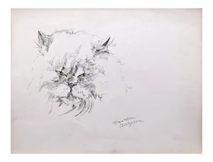 Marie Paulette Lagosse, The Cat, Pen on Paper, 1970s
