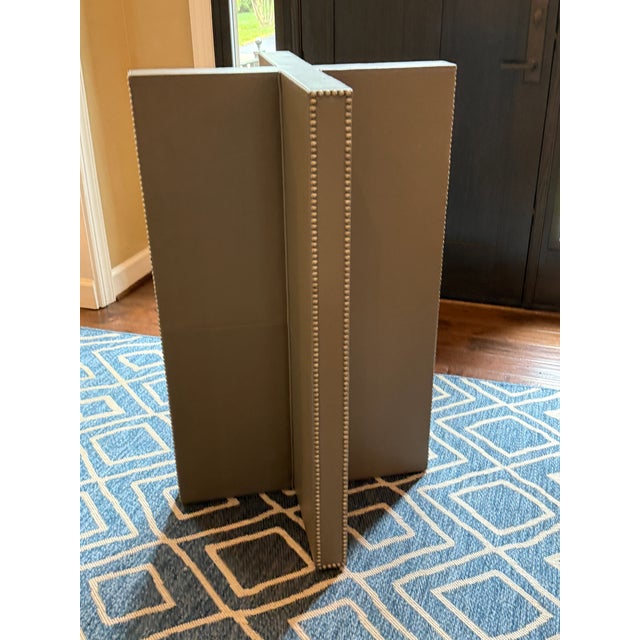 Vanguard Furniture Leather Pub/Bar Table Base X marks the spot..for drinks! Gray leather wrapped base with silver nail...