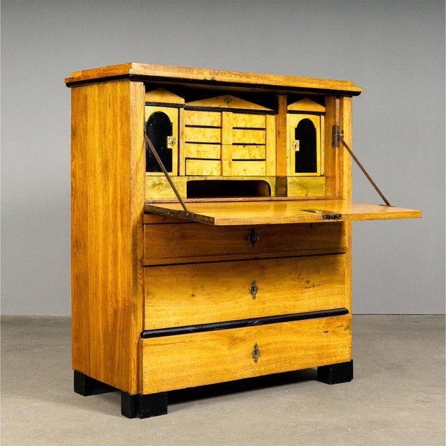 Biedermeier Secretary Desk in Solid Wood For Sale - Image 4 of 18
