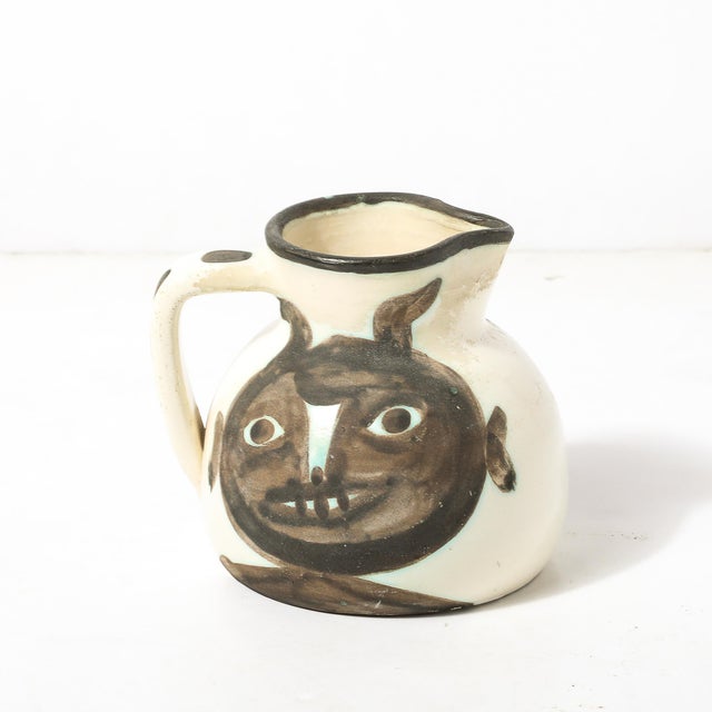 Pablo Picasso Madoura Pottery Glazed Earthenware Têtes Pitcher Signed Pablo Picasso For Sale - Image 4 of 13